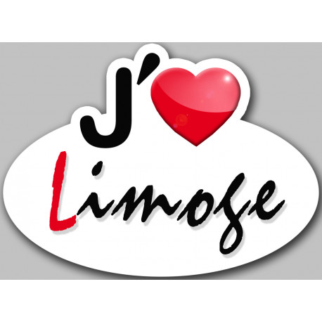 j'aime Limoge - 5x3.7cm - Sticker/autocollant