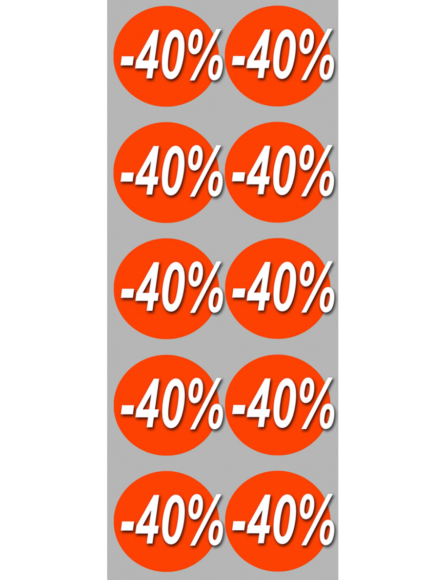 Soldes remise 40% (10 fois 5cm) - Sticker/autocollant