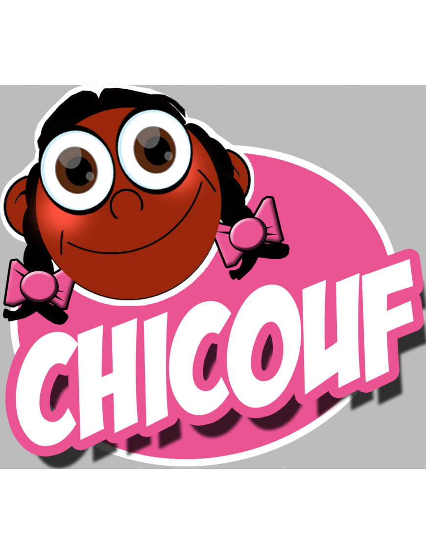 Chicouf fille afro - 10x9cm - Sticker/autocollant