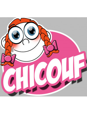 Chicouf fille - 10x9cm - Sticker/autocollant