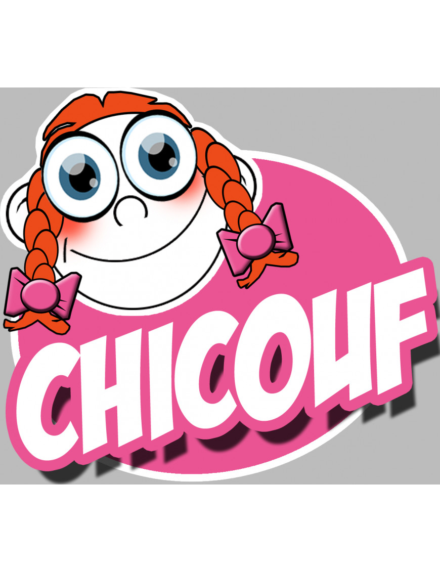 Chicouf fille - 10x9cm - Sticker/autocollant