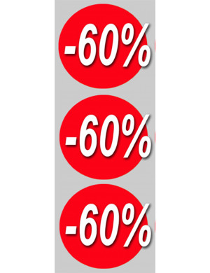 Soldes remise 60% (3 fois 10cm) - Sticker/autocollant