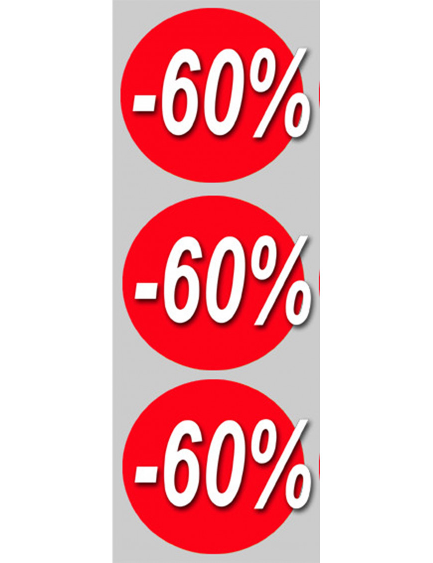 Soldes remise 60% (3 fois 10cm) - Sticker/autocollant