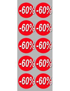 Soldes remise 60% (10 fois 5cm)  - Sticker/autocollant