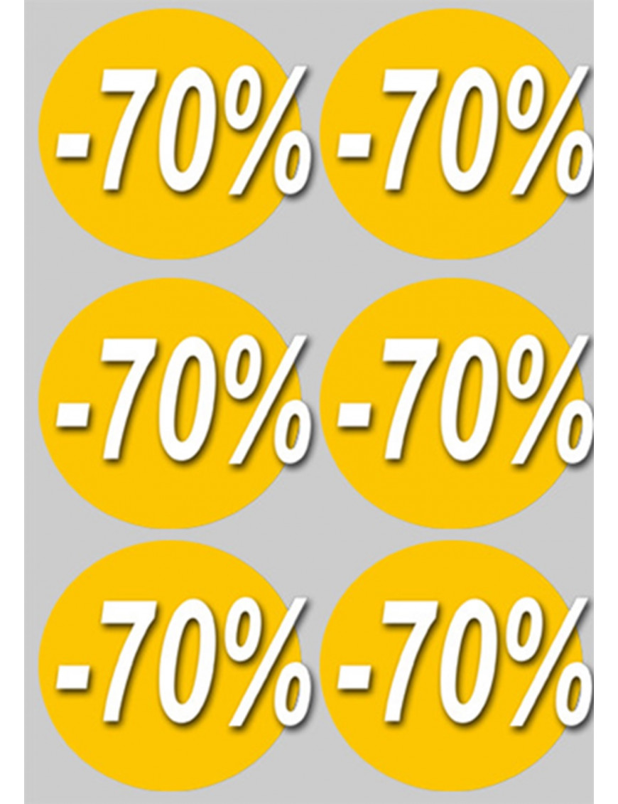 Soldes remise 70% (6 fois 10cm)  - Sticker/autocollant