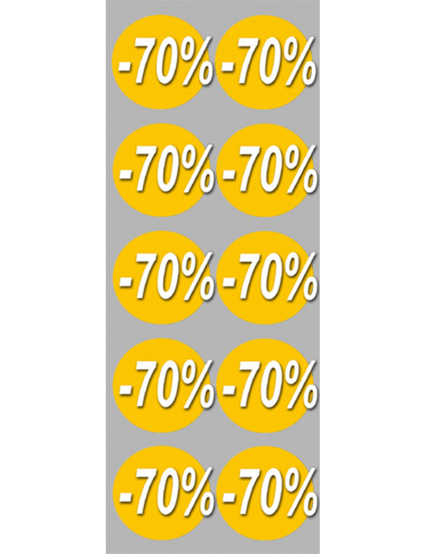 Soldes remise 70% (10 fois 5cm)  - Sticker/autocollant