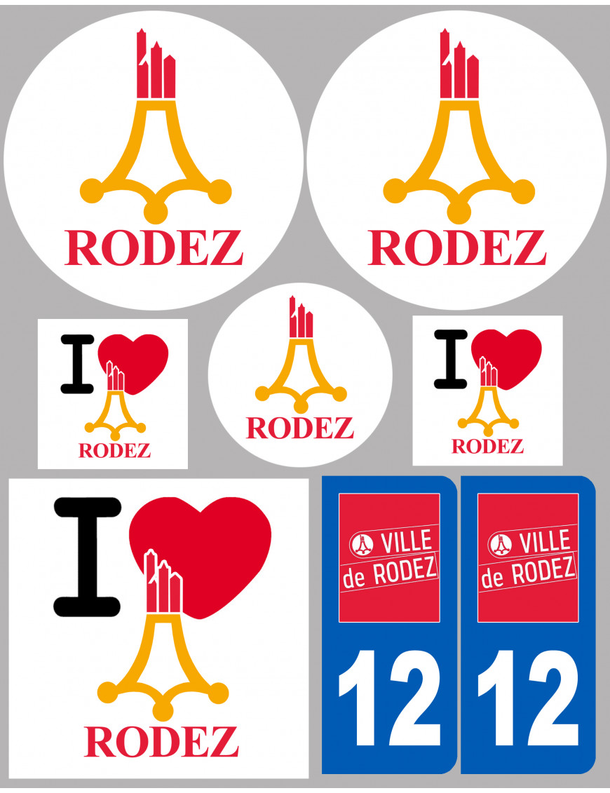 Rodez (8 autocollants variés) - Sticker/autocollant