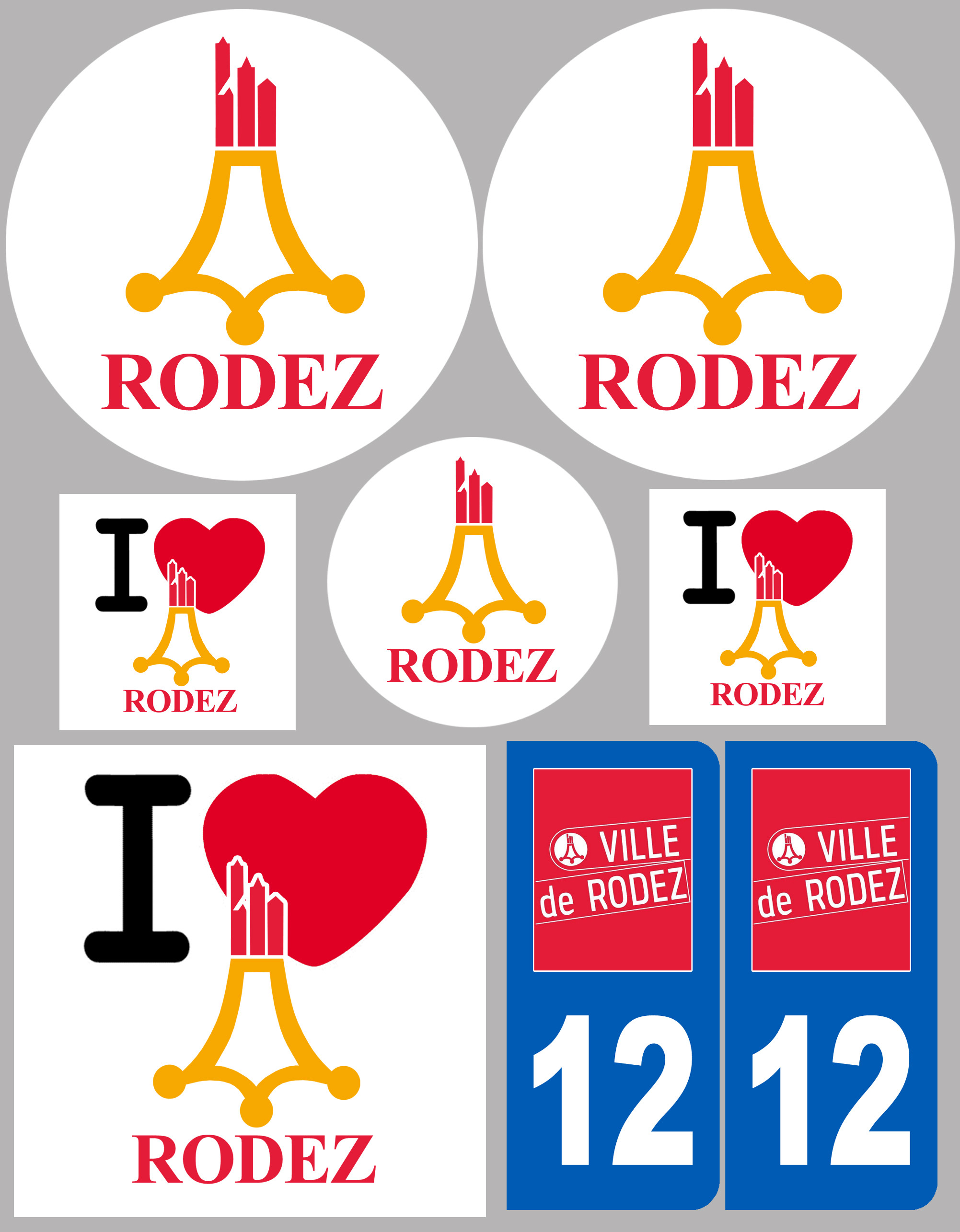 Rodez (8 autocollants variés) - Sticker/autocollant