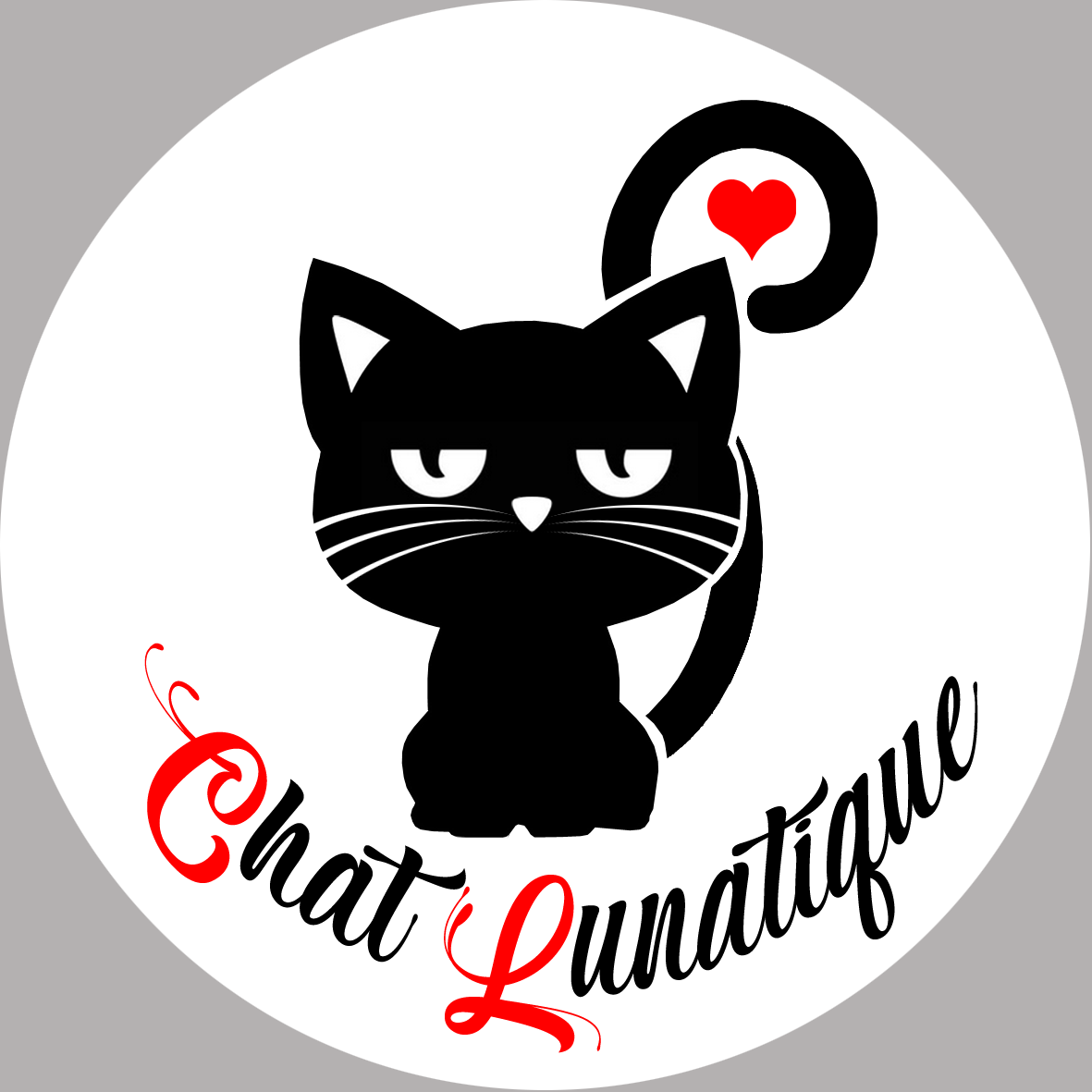 chat lunatique - 20x20cm - Sticker/autocollant