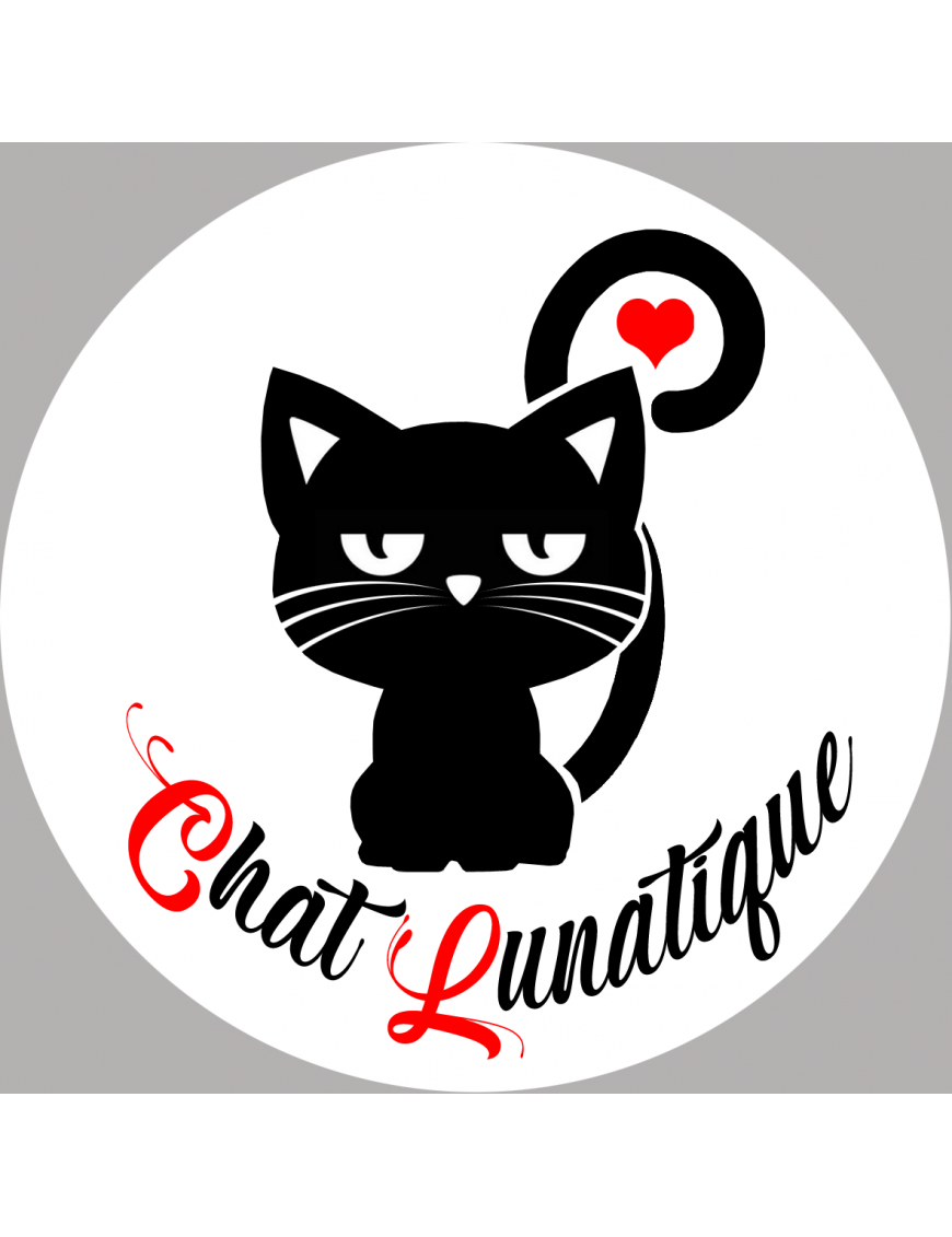 chat lunatique - 15x15cm - Sticker/autocollant