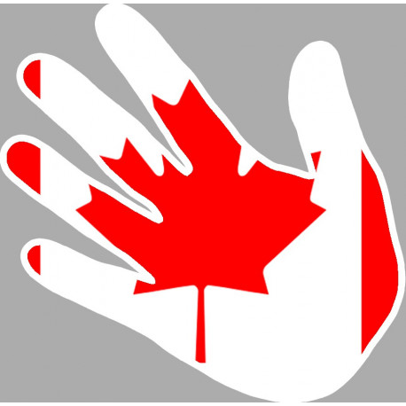 Drapeau main Canada - 15x15cm - Sticker/autocollant