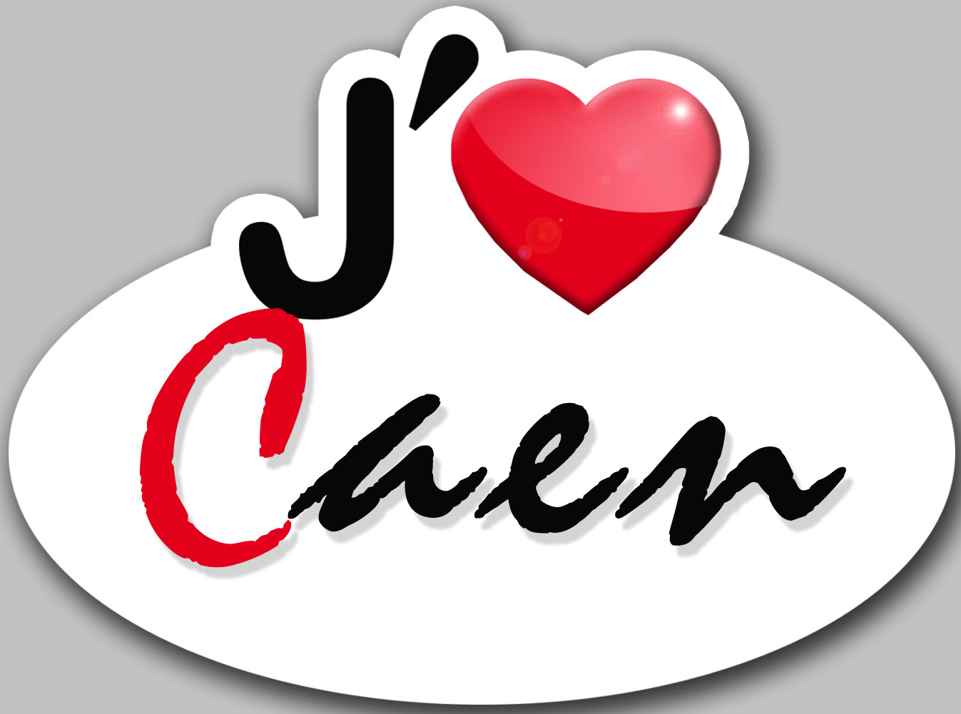 J'aime Caen - 5x3.7cm - Sticker/autocollant