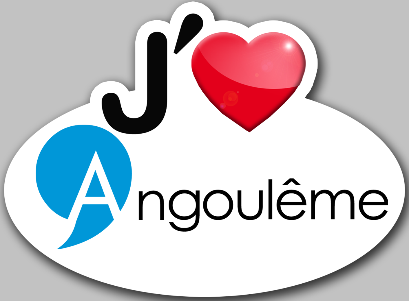 J'aime Angoulême - 5x3.7cm - Sticker/autocollant