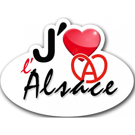 j'aime l'Alsace - 5x3.7cm - Sticker/autocollant