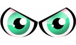 Paire d'yeux verts - 14x6cm - Sticker/autocollant