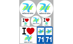 département 71 Saône et Loire - kit 8 stickers - Sticker/autocollant