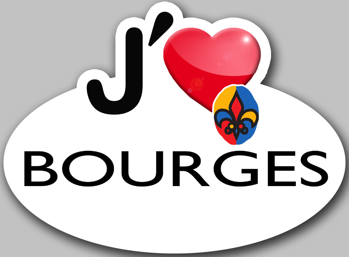 j'aime Bourges (15x11cm) - Sticker/autocollant