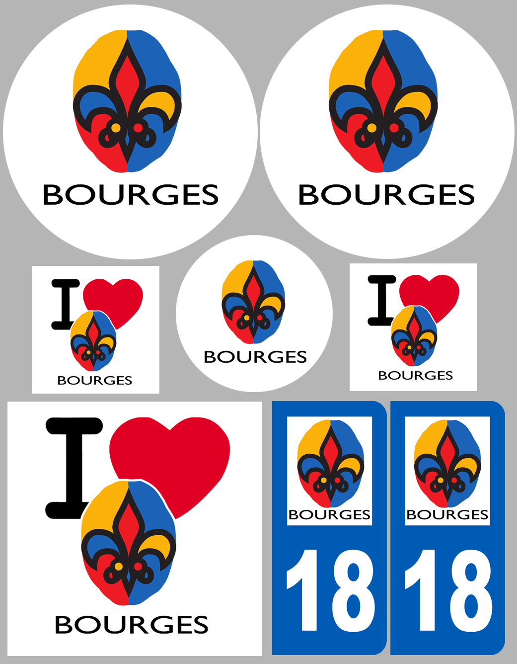 Bourges (8 autocollants variés) - Sticker/autocollant