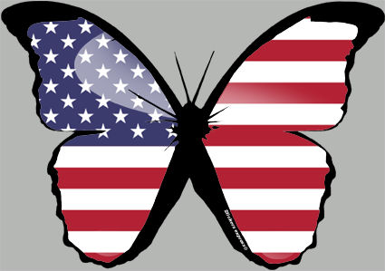 effet papillon USA - 10x7cm - Sticker/autocollant