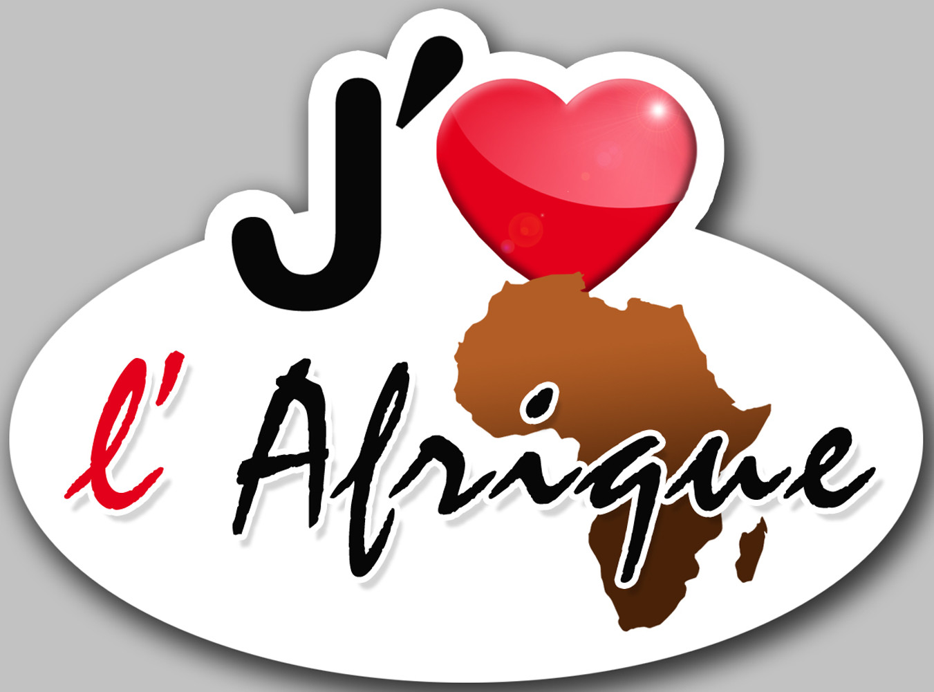 J'aime l'Afrique - 5x3.7cm - Sticker/autocollant