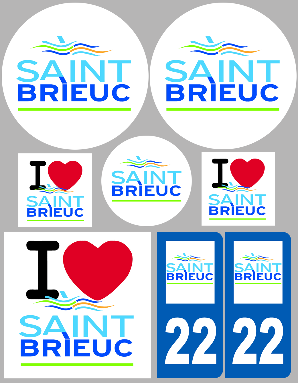 Saint-Brieuc (8 autocollants variés) - Sticker/autocollant