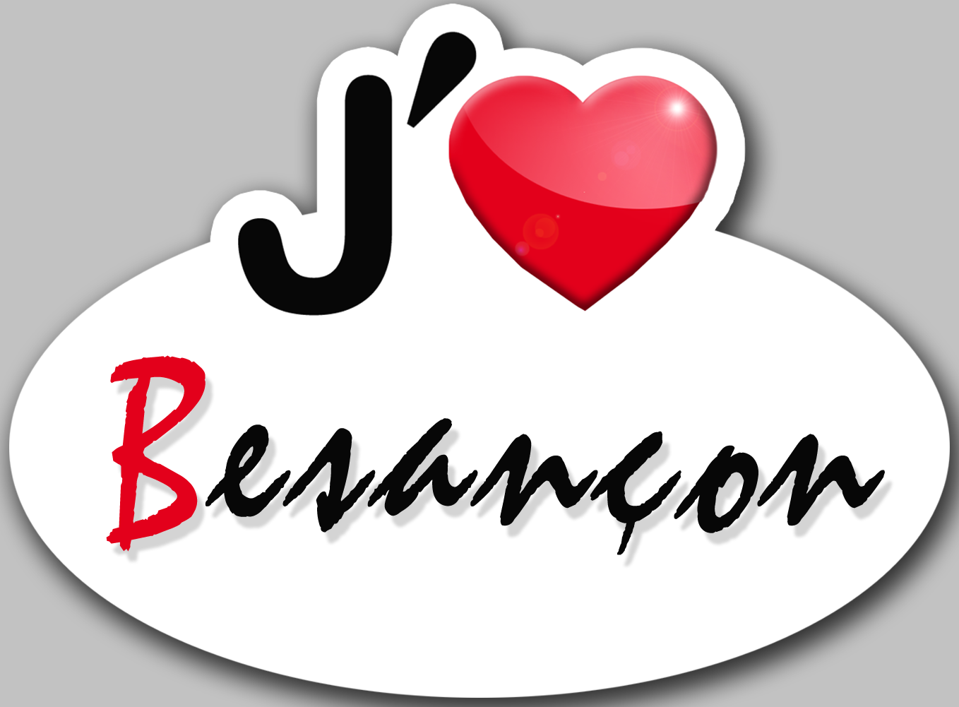 j'aime Besançon - 5x3.7cm - Sticker/autocollant