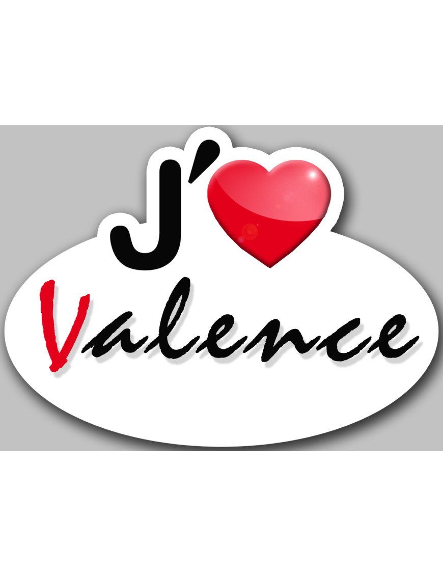 j'aime Valence - 5x3.7cm - Sticker/autocollant