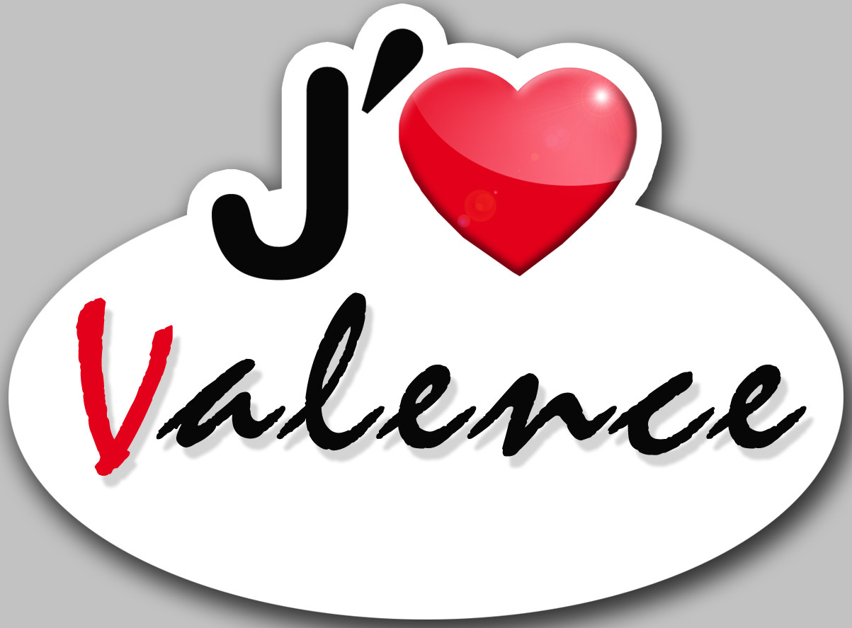 j'aime Valence - 5x3.7cm - Sticker/autocollant