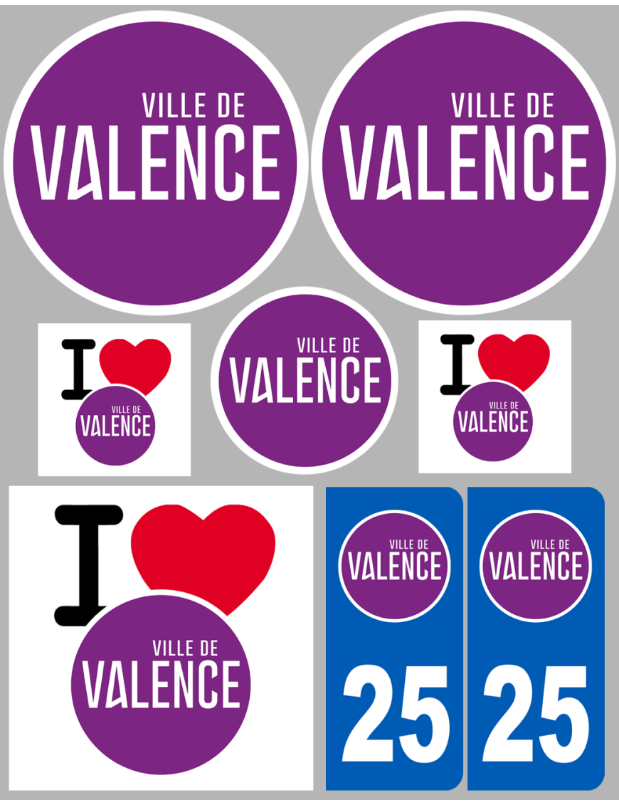 Valence (8 autocollants variés) - Sticker/autocollant