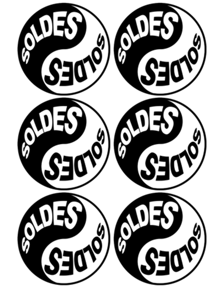 Soldes Yin Yang (6 fois 9.5x9.5cm) - Sticker/autocollant