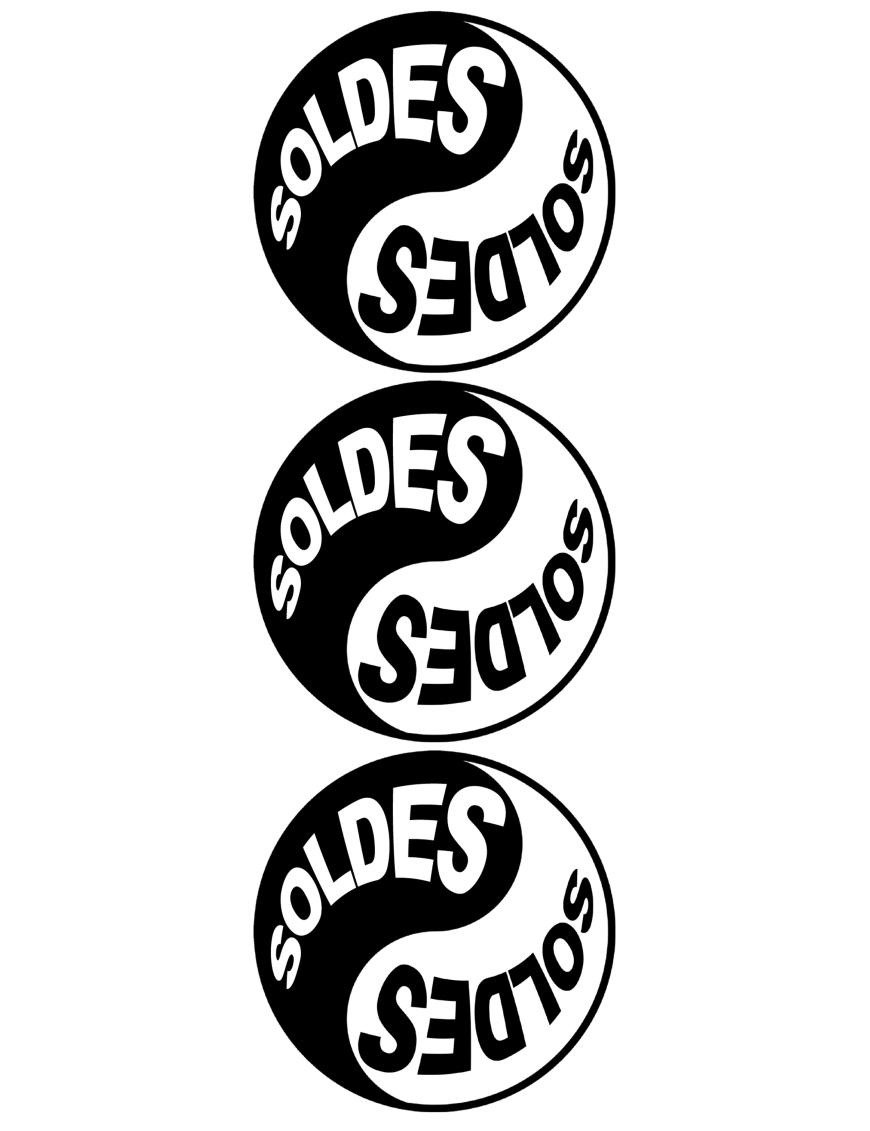 Soldes Yin Yang (3 fois 9.5x9.5cm) - Sticker/autocollant