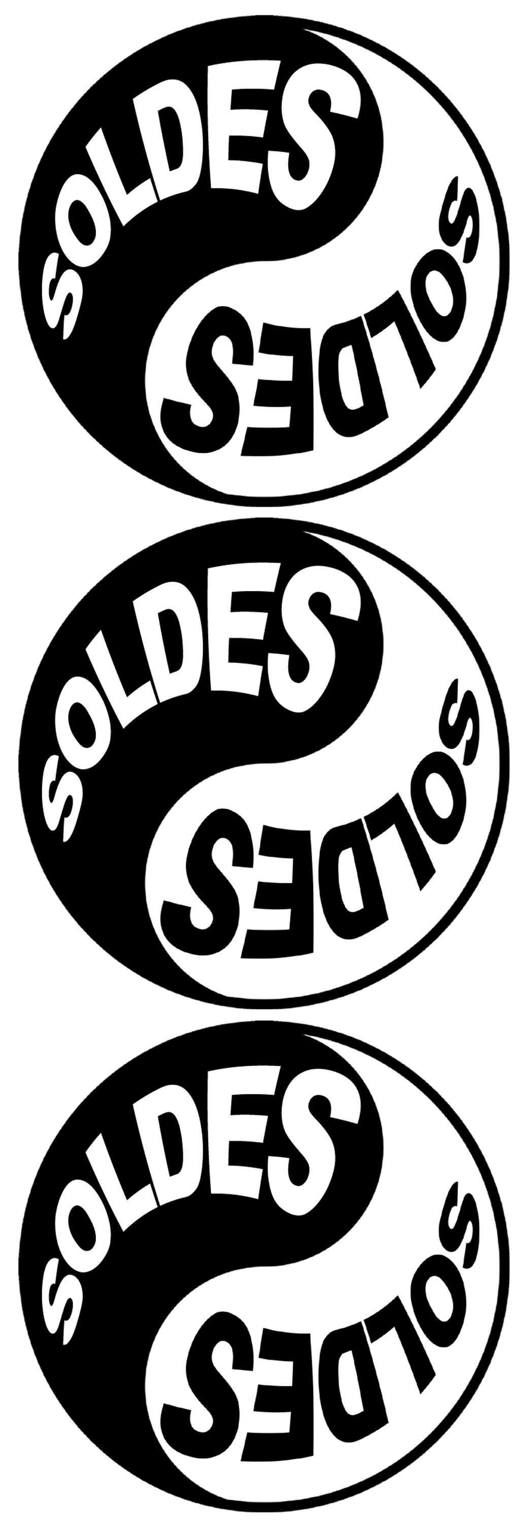 Soldes Yin Yang (3 fois 9.5x9.5cm) - Sticker/autocollant