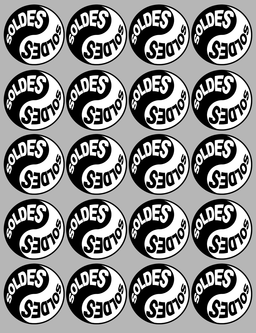 Soldes Yin Yang (20 fois 5cm) - Sticker/autocollant