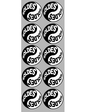 Soldes Yin Yang (10 fois 5x5cm) - Sticker/autocollant