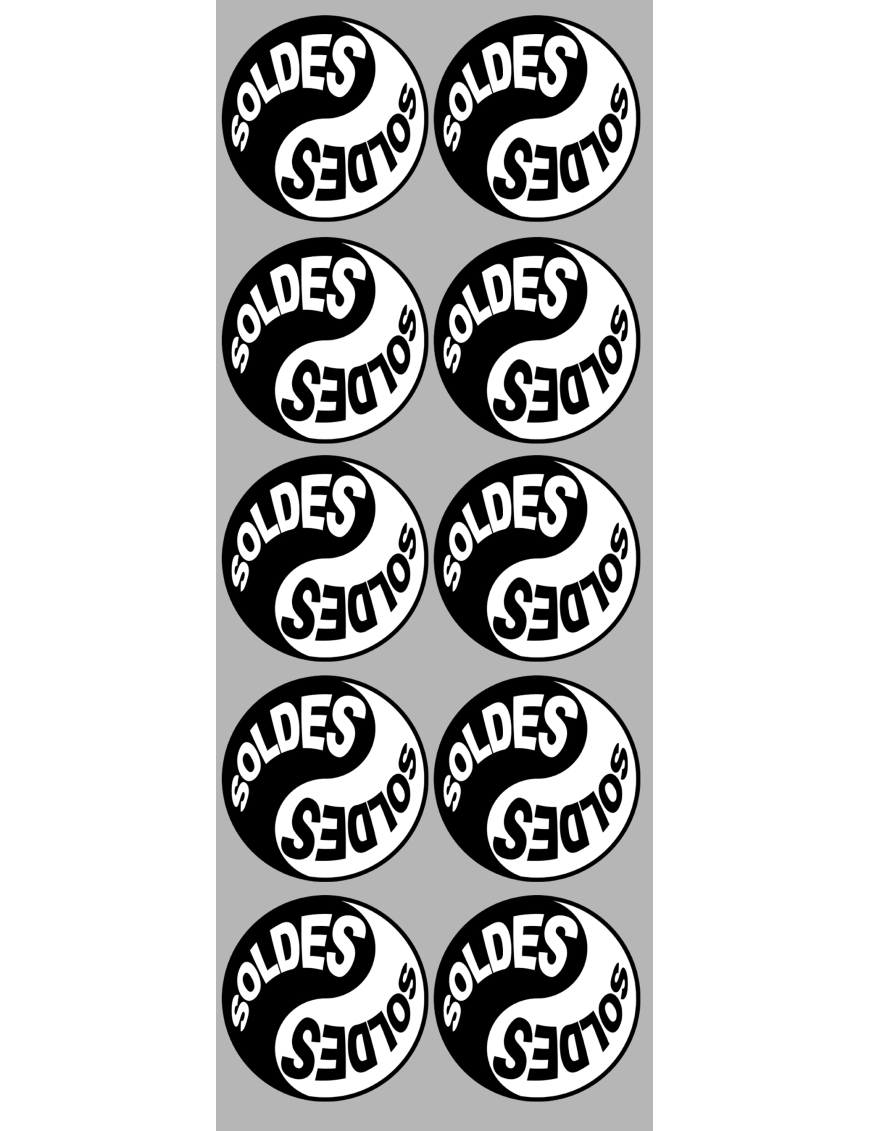 Soldes Yin Yang (10 fois 5x5cm) - Sticker/autocollant