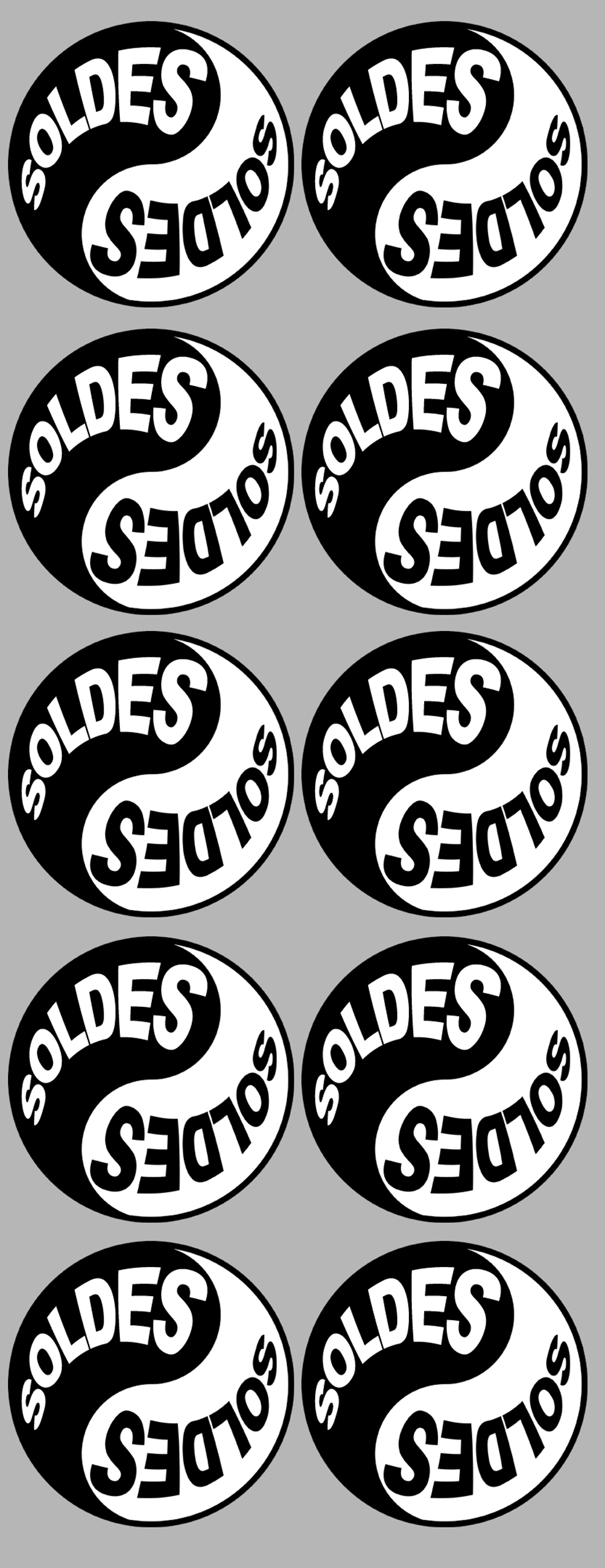 Soldes Yin Yang (10 fois 5x5cm) - Sticker/autocollant