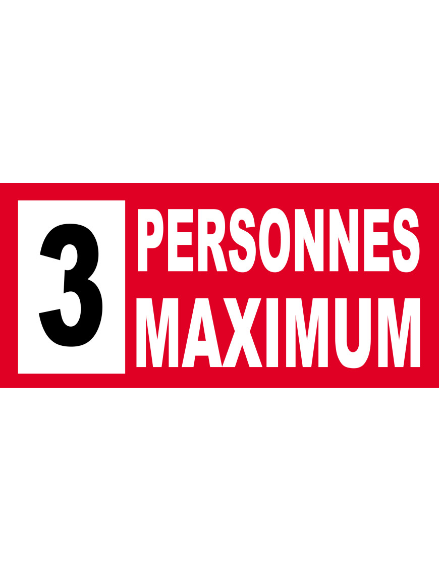 3 personnes maximum - 20X9cm - Sticker/autocollant