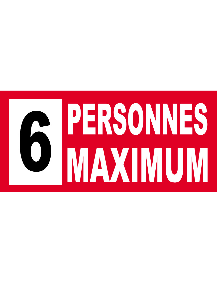 6 personnes maximum - 20X9cm - Sticker/autocollant