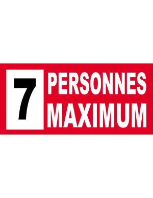 7 personnes maximum - 30X14cm - Sticker/autocollant