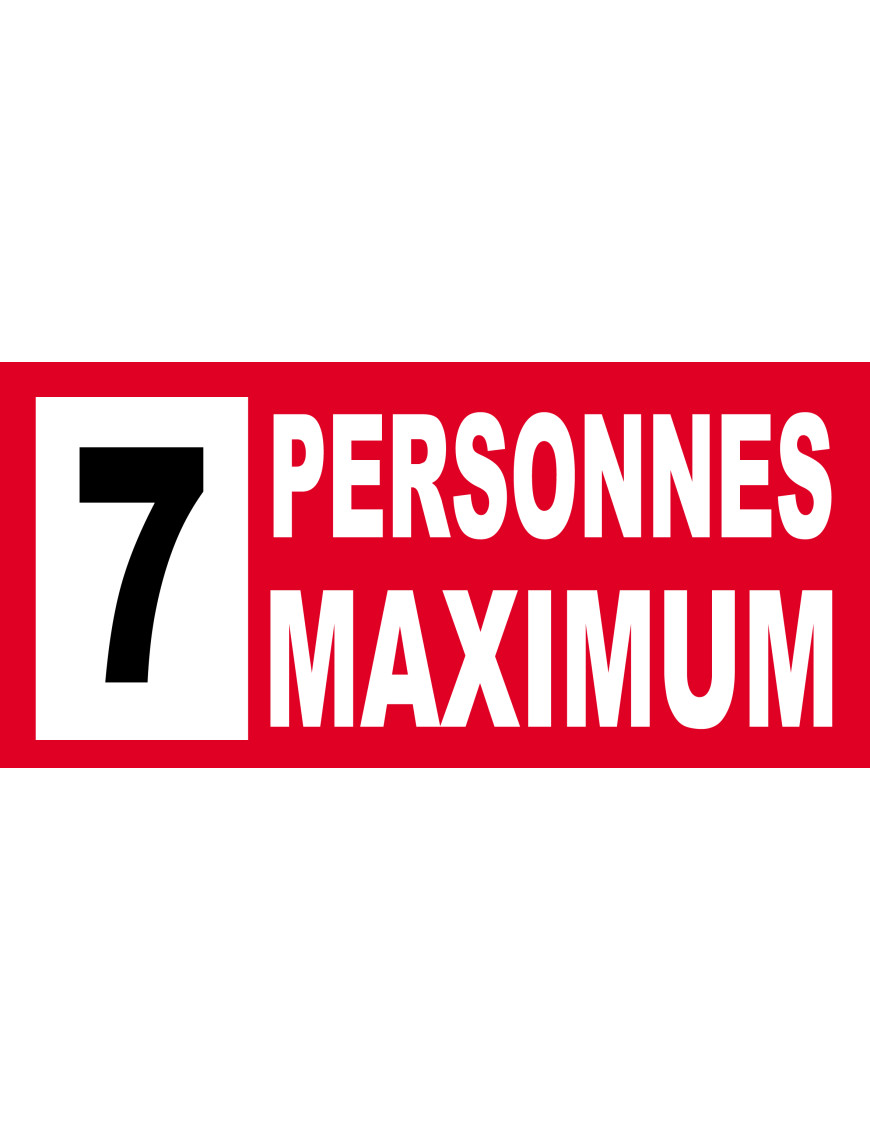 7 personnes maximum - 20X9cm - Sticker/autocollant