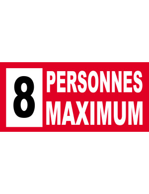 8 personnes maximum - 20X9cm - Sticker/autocollant