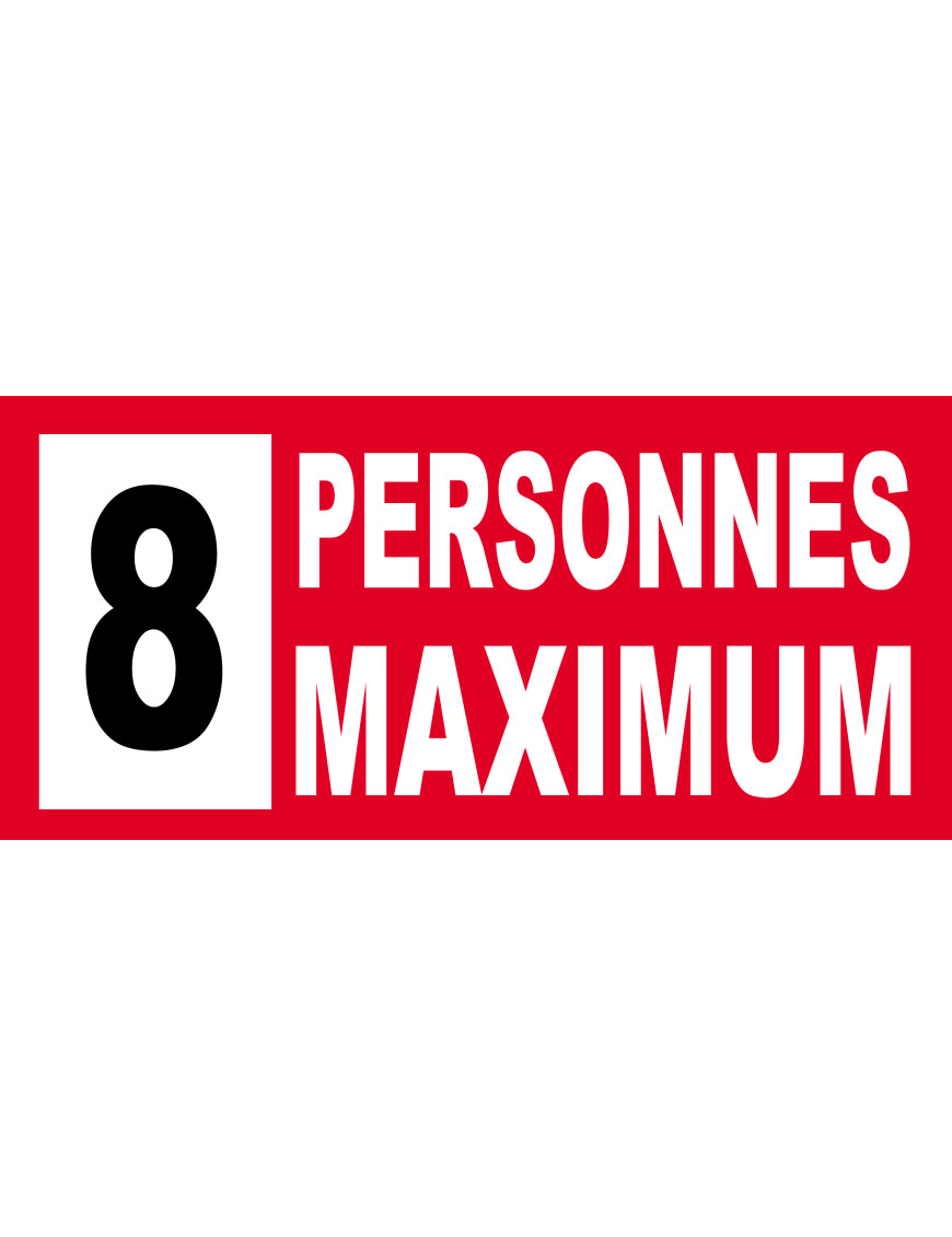 8 personnes maximum - 20X9cm - Sticker/autocollant