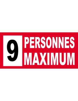 9 personnes maximum - 20X9cm - Sticker/autocollant