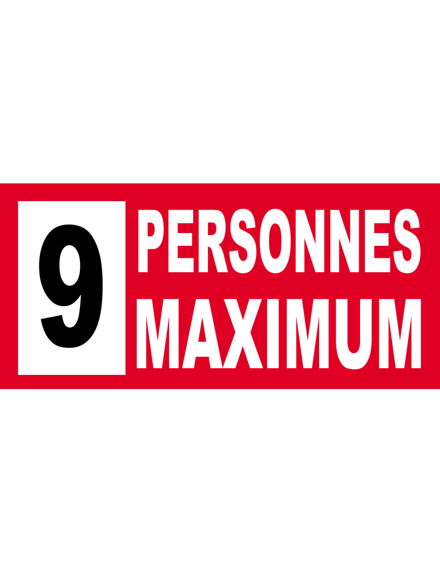 9 personnes maximum - 10X4.5cm - Sticker/autocollant