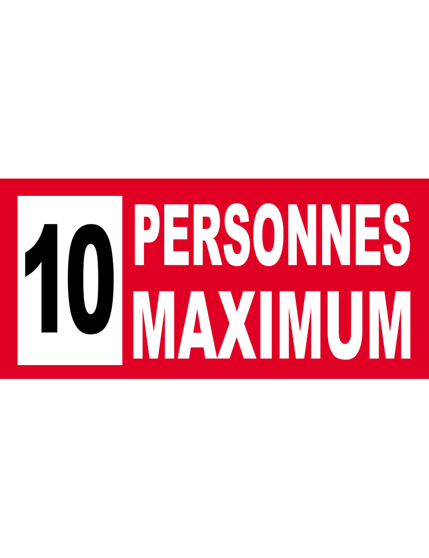 10 personnes maximum - 20X9cm - Sticker/autocollant