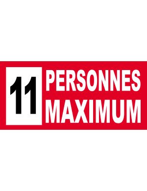 11 personnes maximum - 30X14cm - Sticker/autocollant