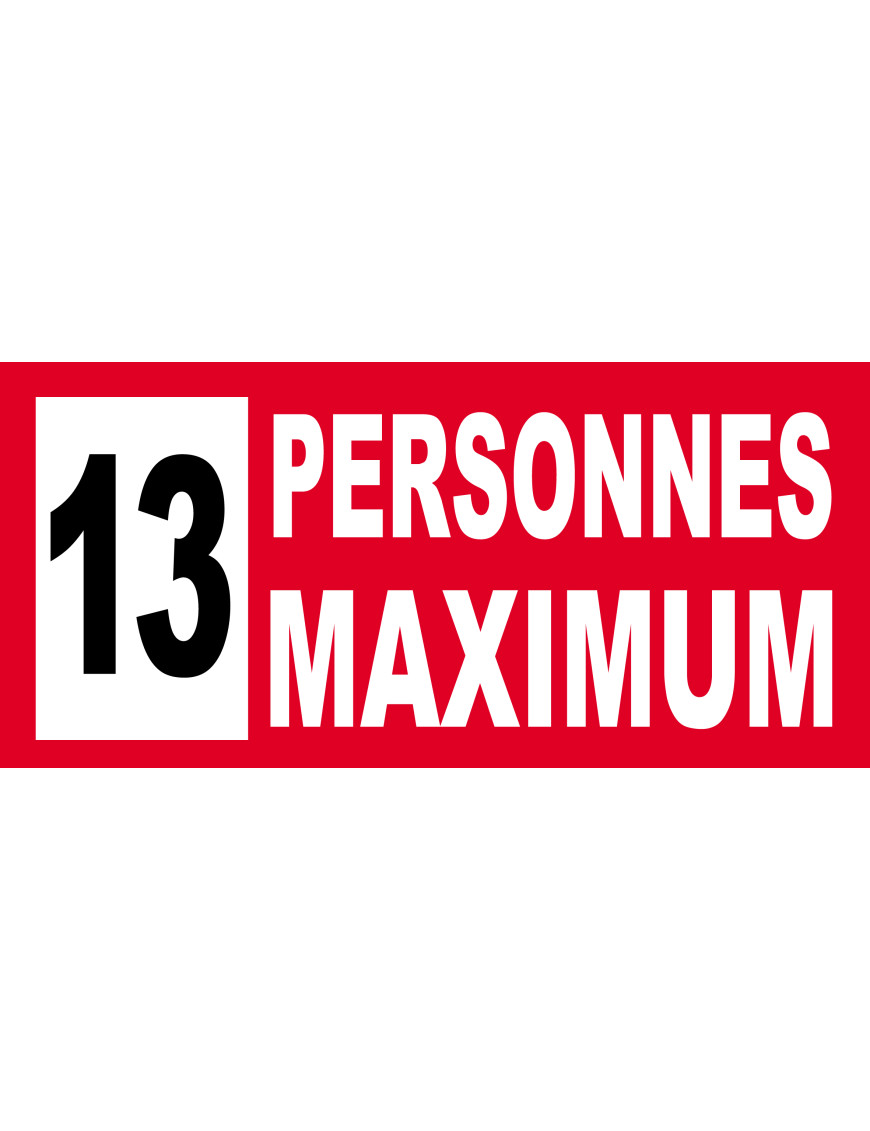 13 personnes maximum - 10X4.5cm - Sticker/autocollant