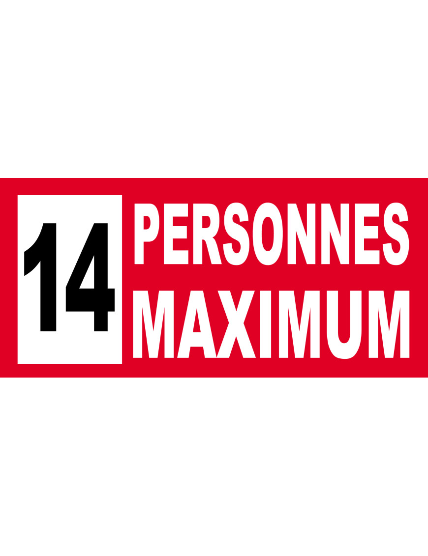 14 personnes maximum - 20X9cm - Sticker/autocollant