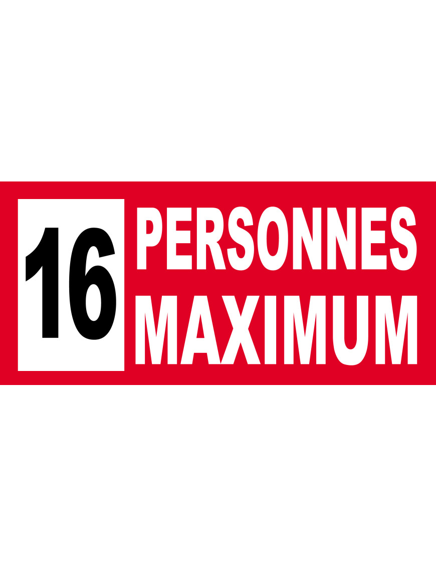 16 personnes maximum - 30X14cm - Sticker/autocollant