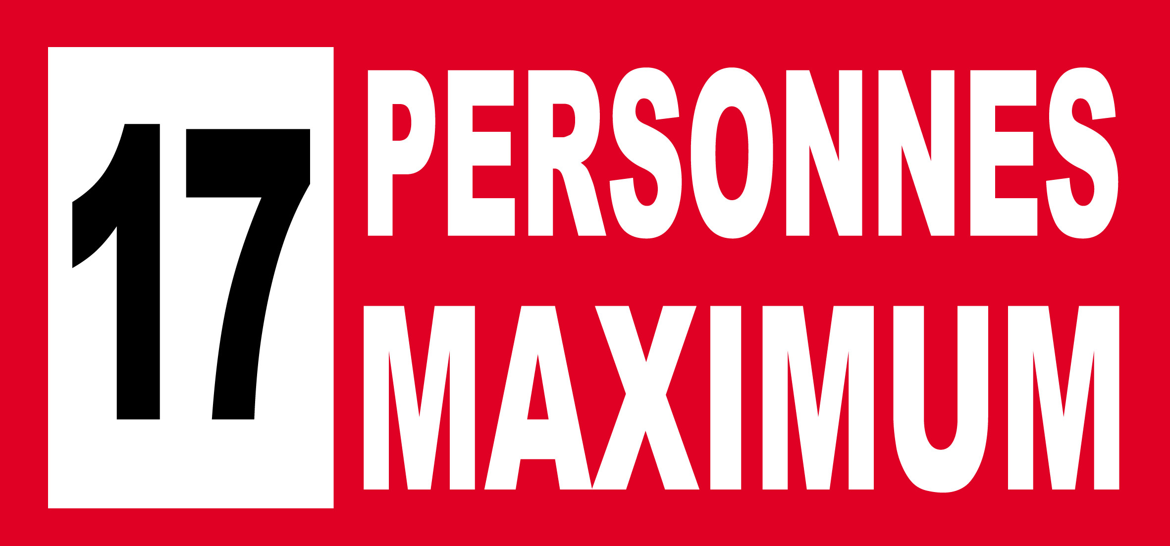 17 personnes maximum - 30X14cm - Sticker/autocollant